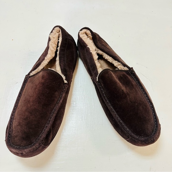 NWOT/B Ugg Men's Ascot Slipper , Dark Brown Suede corduroy, Size US 18 - Picture 10 of 11